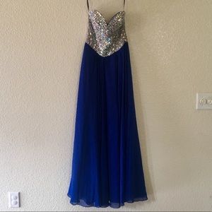 Royal Blue Beaded Corset Gown